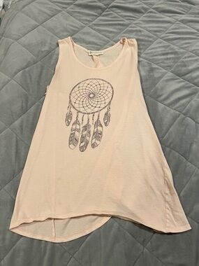 Synergy Dreamcatcher Tank Top with crossover back. Extra light pink.